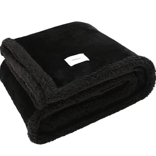 Dog Blanket, Waterproof Reversible Sherpa Fleece Throw Blanket, Furniture Cover for Bed, Couch, Sofa Protection from Liquid Pee and Pet Fur of Puppy, Cat (Black M39*57inches) - color: Black, size: 39*57