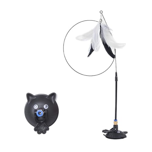 Pet Toy Kitten Teaser Wand Suction Cup Base Interactive Kitten Teaser Exercise and Entertainment for Active Felines Toy - color: Black