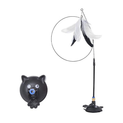 Pet Toy Kitten Teaser Wand Suction Cup Base Interactive Kitten Teaser Exercise and Entertainment for Active Felines Toy - color: Black