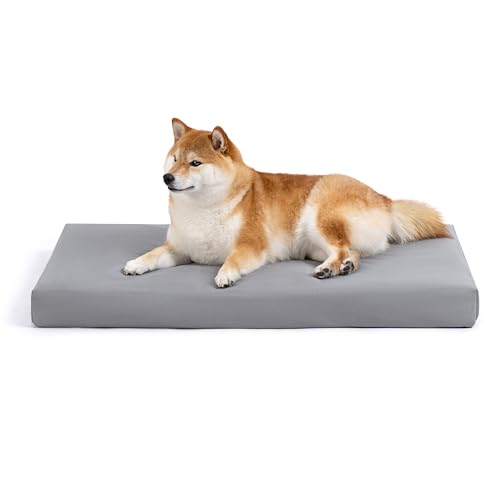 PELZIN Cybarmour Chew Proof Dog Bed - Orthopedic Indestructible Dog Crate Pad - Outdoor Waterproof Kennel Mat for Aggressive Chewers - Medium Breeds & Fits 30-Inch Crate - 29"x18", Limestone - color: Limestone, size: 29.0"L x 18.0"W x 3"Th
