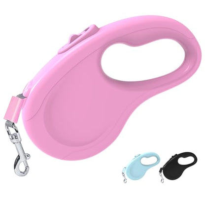 Retractable Dog Leash, 16Ft/5M Light Weight Retractable Leash for Small Medium Dogs/Cats Up to 50lbs, Strong Nylon Tape 360° Tangle-Free One-Hand Brake (Pink) - color: Pink