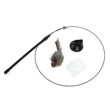 Funny Cat Wand Toys, Interactive Suction Cup Toy Handheld Teaser Wand Toy, Detachable Interactive Bird Toy Cat Feather Toys Cat Teaser Toy Cat Stick Toy Fun Exerciser Playing Toy for Cat(squirrel)