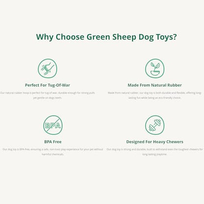Green Sheep Natural Rubber Ring Rope Toy for Dogs, Durable Chew & Interactive Dog Toy with Recycle Cotton Rope, Tough Pet Toys for Small to Large Dogs, Green - color: Green And White