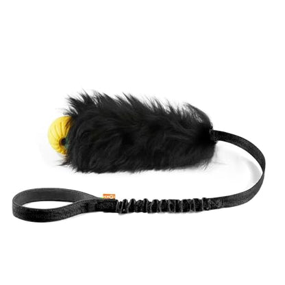 Dog Rope Toy,Dog Bungee Chaser Toy 100% Sheepskin,Sheep Smell Tug Interactive Rope for All Breeds (Black, with Rubber Ball) - color: Black, size: With Rubber Ball