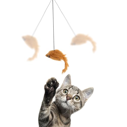 SPOT A-Door-Able Bouncing Mouse Cat Toy - Hanging Rattle & Catnip Interactive Toy, Entertain Cats for Hours, Indulge Natural Hunting Instincts, Provide Mental Stimulation, Suspend From Any Door Frame