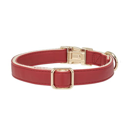 Soft Classic Leather Dog Collar Heavy Duty Padded Collars with Metal Buckle for Puppy Small Medium Dogs (Red,S) - color: Red, size: Small