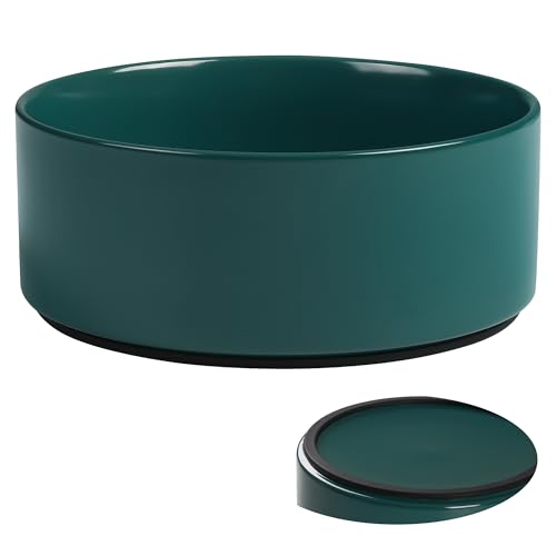 Large Dog Bowls, Non Slip Heavy Ceramic Dog Food and Water Bowl with Silicone Base, 8" Pet Feeding Bowl for Small, Medium, and Big Dogs (Green, 8 Inches) - color: Green, size: 8 Inches
