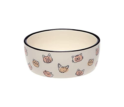 Pearhead Ceramic Cat Bowl, Holds 12 oz, Whisker-Friendly Pet Dish for Food and Water, Cute Cat Face Design - color: Blush Cat Faces, size: Single Bowl