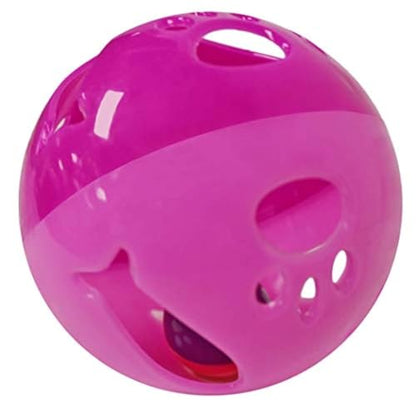 Large Cat Ball Toy with Bell – Interactive Rolling Design for Active Play – Sturdy Plastic Cat Toy Ball that Stays Visible During Play – Pink 1 Pack for Cats, Kittens, and Small Pets - color: Pink - 1 Pack