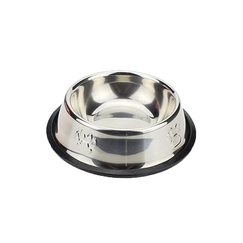 Angoily Stainless Steel Pet Bowl Non-Slip and Cats Resistant Easy to Clean for Food and Water Pet Accessory - color: Silver, size: 22cm