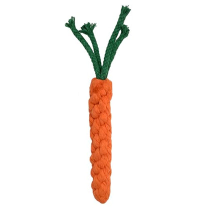 Handmade Braided Carrot Shape Chew Toy, Orange with Green Leaves, 8.66 Inch Length, Durable Pet Dental Toy, (1 Piece Set)