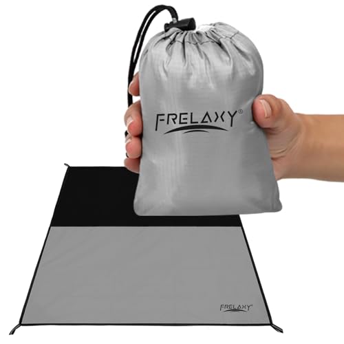 Frelaxy Pocket Picnic Blanket, Waterproof Sandproof Beach Mat, Compact Camping Tarp for Festivals, Hiking, Travel, Outdoor Recreation (Grey, 57'' x 71'') - color: Grey, size: 57'' x 71''