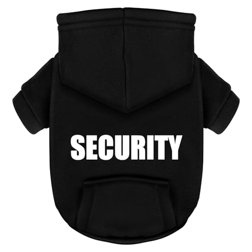 Paiaite Black Chihuahua Dog Hoodie: Warm and Stylish with a 'Security' Printed Sweatshirt, Cold Weather Pet Clothes, and Sweater Coat All in One - Perfect for Winter and Cool Summer Nights! XS - color: Black, size: XS-(1.7~3lb) | Chest(~13.7")