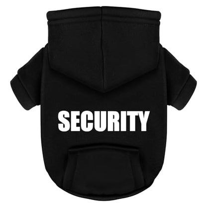 Paiaite Black Chihuahua Dog Hoodie: Warm and Stylish with a 'Security' Printed Sweatshirt, Cold Weather Pet Clothes, and Sweater Coat All in One - Perfect for Winter and Cool Summer Nights! M - color: Black, size: M-(5~11lb) | Chest(~17.7")