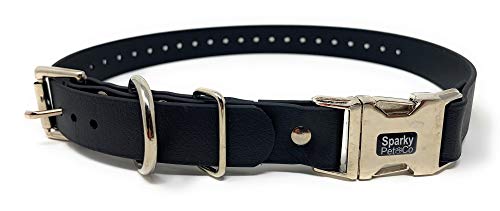 Sparky Pet Co Apollo E-Collar Replacement Strap, 1" x 30" Waterproof Biothane with Double Buckle & Quick Snap Clasp, Fits Garmin, Dogtra, SportDOG & Educator (Black) - color: Black, size: 1" Wide