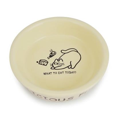 TTcat Ceramic Cat Feeder, 5.1in Shallow Design Food Bowl, Small Pet Dishes for Cats, Kitten, Dishwasher Safe - color: Cartoon Bowl