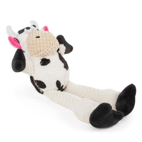 goDog Checkers Skinny Cow Squeaky Plush Dog Toy, Chew Guard Technology - White, Small - color: Checkers - Skinny Cow (White), size: Small