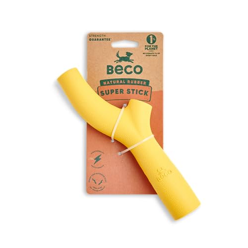 Beco Dog Toy - Natural Rubber Super Stick, Fetch Chew Toy for Dogs - Yellow - color: Yellow