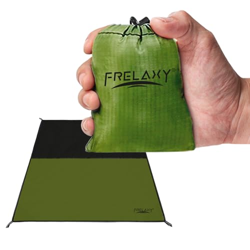 Frelaxy Pocket Picnic Blanket, Waterproof Sandproof Beach Mat, Compact Camping Tarp for Festivals, Hiking, Travel, Outdoor Recreation (Army Green, 28'' x 47'') - color: Army Green, size: 28'' x 47''