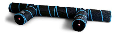 Feline Ruff Premium 3 Way Cat Tunnel. Extra Large 12 Inch Diameter and Extra Long. A Big Collapsible Play Toy. Wide Pet Tunnel Tube for Other Pets Too! (3 Way Two Pack + Teaser Wand!) - color: 3 Way Two Pack + Teaser Wand!