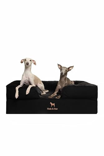 NOAH & PAW Large Dog Bed, 35x25x11 Inch, Orthopedic Dog Beds, Eggshell Memory Foam Infused with Cooling Gel, Inner Cover, Waterproof, Machine Washable (Denim Sofa Collection) - color: Black, size: Large