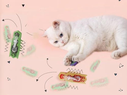 Cat Interactive Teaser Toys 2PCS Electric Moving Beetle Mini Electric Robot Beetle Electric Funny Interactive Toy Heal Loneliness for Cat Kitten Replaceable Battery (Green+Orange) - color: Green+orange