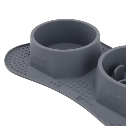 Jeanoko Silicone Double Pet Bowls Non Spill Mat Mess Free Feeding for Dogs Cats Large Small Multifunctional for Home Kitchen (Large) - size: Large