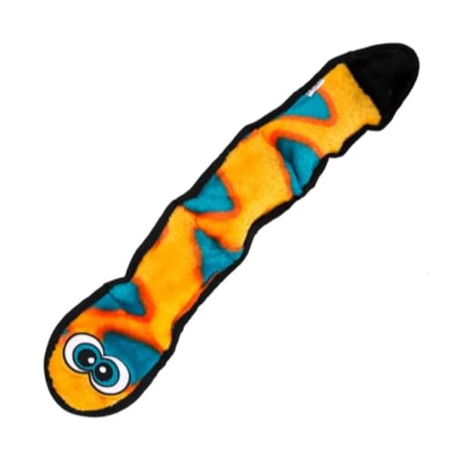 Outward Hound Durablez Large Snake Stuffing-Free Squeaky Plush Dog Toy for Puppies & Dogs - Interactive, Soft Yet Tough, No Mess, Jumbo Squeaker, Long-Lasting Play, 24.5 inch, Orange - color: Orange Snake, size: Large (Pack of 1)