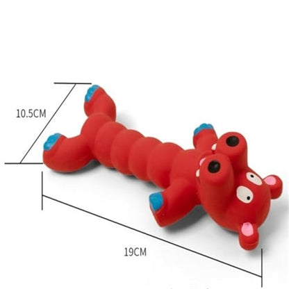 Squeaky Toy for Dogs, Cute Pet Chewing Teething Pet Toy Latex Chew Toys Convex Design for Puppy Small Medium Large Dogs, Interactive Dog Toys for Aggressive Chewers (Red Hippo) - color: Red hooded hippo