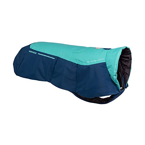 Ruffwear, Vert Dog Winter Jacket, Insulated Waterproof Dog Coat with Harness Leash Portal, Breathable Design with Leg Loops, Windproof Extended Coverage, Reflective Trim, Aurora Teal, XX-Small - color: Aurora Teal, size: XX-Small