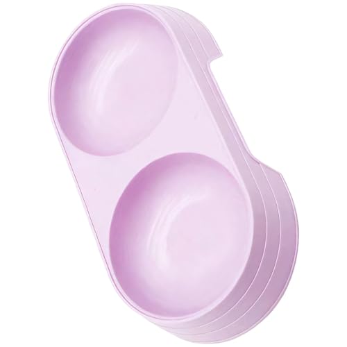 Pet Double Bowl for Cats and Small Dogs - Non-Slip Dog Feeding Bowl Set with No-Tip Design, PP Material Food and Water Station for Indoor Use - color: Purple