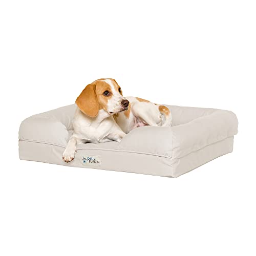 PetFusion Ultimate Dog Bed, Orthopedic Memory Foam, Multiple Sizes/Colors, Medium Firmness Pillow, Waterproof Liner, YKK Zippers, Breathable 35% Cotton Cover,1yr. Warranty, Small (25x20"), Sandstone