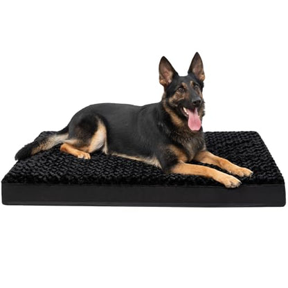 KSIIA Dog Crate Bed Waterproof Extra Large Dog Bed Soft Rose Velvet Supportive Kennel Pad Egg Crate Foam with Removable Washable Cover & Non-Slip Bottom, 47 x 29 Inch, Black - color: Black, size: 47.0"L x 29.0"W x 4.0"Th