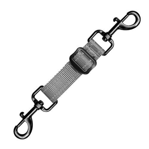Dog Collar Safety Clip, Reflective Double-Ended Backup Connector for Harness to Collar, Adjustable Safety Clip for Prong, Pinch Collars, Prevents Escapes & Accidental Disconnection - color: Grey, size: M