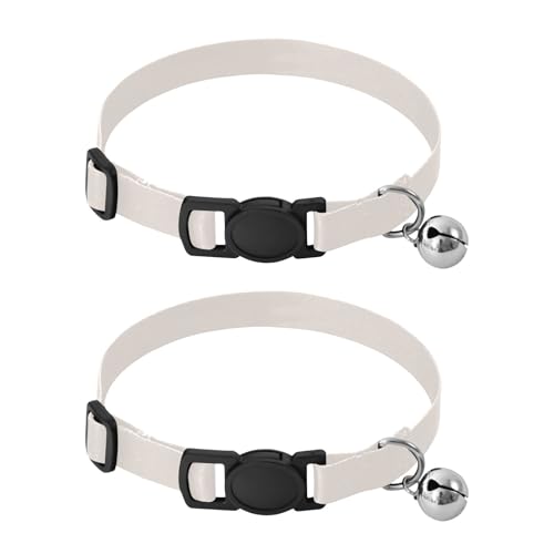 Seashell Easy to Clean Kitten Collar 2 Pack Cat Neck Collar - color: Seashell