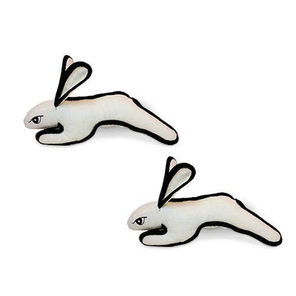 TUFFY World’s Tuffest Soft Dog Toy – Barnyard Series, Rabbit with Squeakers, Large, 2 Pack - color: White Rabbit, size: Large 2 Pack