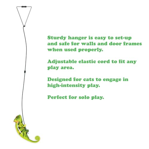 Meowijuana Chameleon Jump 'n' Jamb Door Hanging Cat Toy and Honeysuckle Haze Catnip Blend | Refillable Interactive Catnip Toy | Catnip Grown in North America - color: Chameleon & Honeysuckle Haze Blend