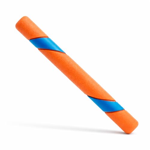 Ultra Fetch Stick Dog Toy, 12 Inch Durable Rubber Stick for Interactive Outdoor Play, Long Distance Throw for Medium to Large Dogs, Orange Blue