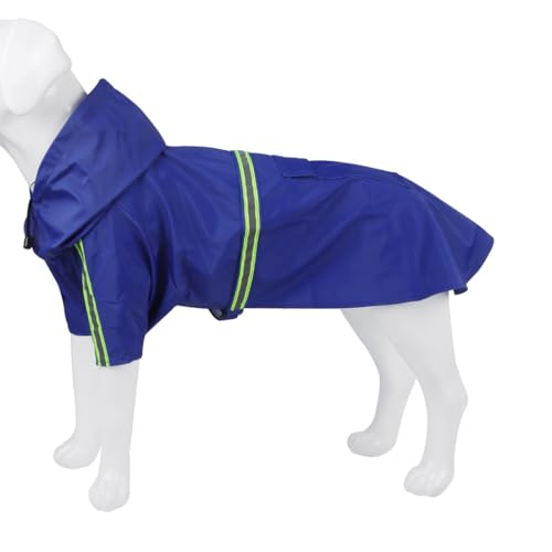 Pet Dog Raincoat Water Repellent Reflective Lightweight with Adjustable Hood for Small Medium Large Dogs (Blue,3XL) - color: Blue, size: 3XL