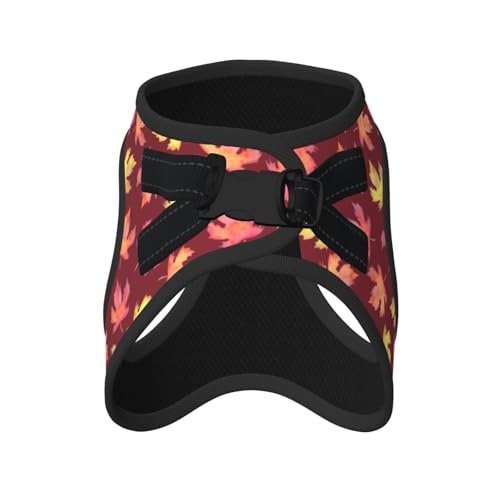 Maple Leaf Pattern Pet Harness Escape Proof Dog Harness Adjustable Mesh Padded Reflective Dog Vest Harness and Leash Set Medium - color: Style 6, size: Medium