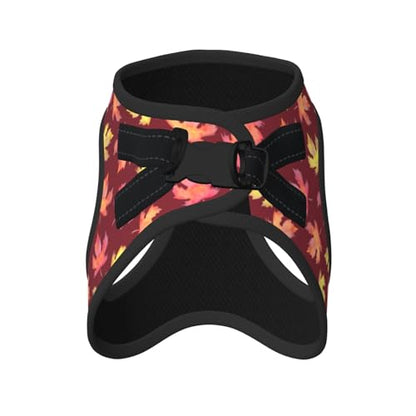 Maple Leaf Pattern Pet Harness Escape Proof Dog Harness Adjustable Mesh Padded Reflective Dog Vest Harness and Leash Set Medium - color: Style 6, size: Medium