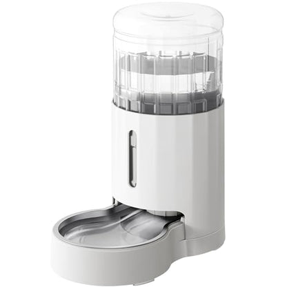 CZPET Dog Water Bowl Dispenser 4L, Wider Mouth & Upgraded Brush for Easy Cleaning Automatic Cat Gravity Refilling Waterer with Removable Stainless Steel Bowl, Large Drinking Area for Multi-Pet (White) - color: White