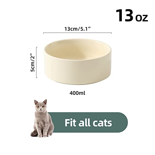 Havniva Cat Bowls Water Bowl Set of Two, 5.1” Ceramic Cat Food and Water Bowl Whisker Friendly Pet Food Bowls for Indoor Cats, Wide Cat Water Dish Prevent Whisker Fatigue Non Slip Cat Feeder - color: 2 x Bowl - Light Yellow