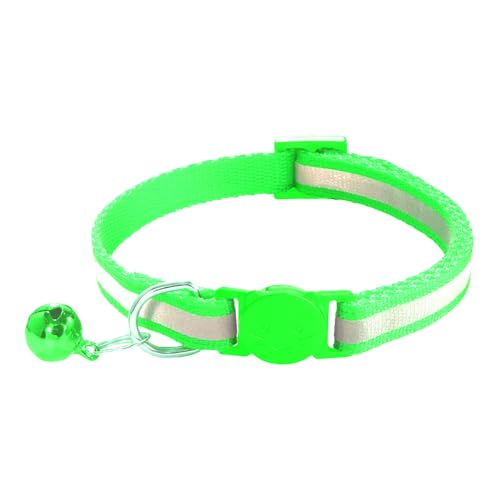2 Pack Breakaway Cat Collars with Bells, Reflective Design and Claw Print Design, Safety Buckle Kitten Collars Adjustable from 7.5 to 12.5 Inches (Green) - color: Green