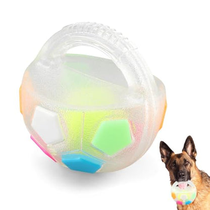 Dog Calming Ball with Handle Pet Dog Football Shape Toy Squeaky Floating Rubber Ball Floating Fetch Balls for Anxiety Relief in Small Medium Large Dogs(Color:White) - color: White