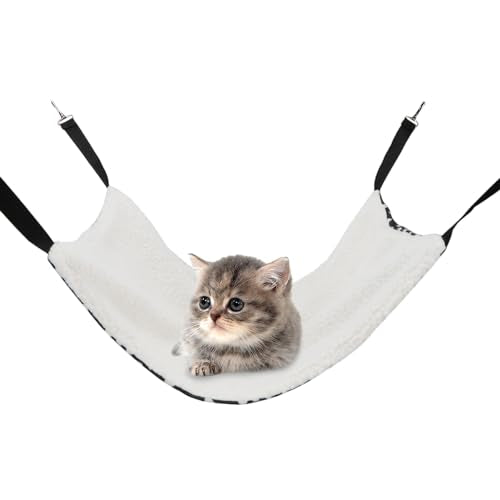 2 Pack Small Animal Hammock Soft Fleece Sleeping Bed for Mice Rat Chinchilla Guinea Pig Ferret Kitten Cat Rabbit (L: 20.83x13.76inch, Black White Dot) - size: L 19.7" x 13.4"