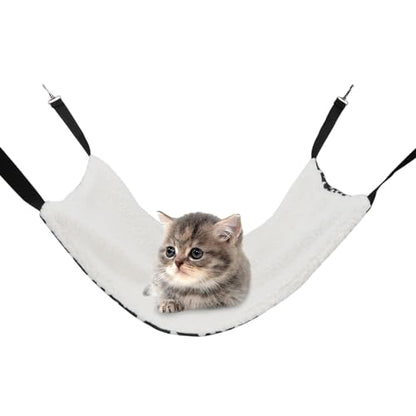 2 Pack Small Animal Hammock Soft Fleece Sleeping Bed for Mice Rat Chinchilla Guinea Pig Ferret Kitten Cat Rabbit (L: 20.83x13.76inch, Black White Dot) - size: L 19.7" x 13.4"