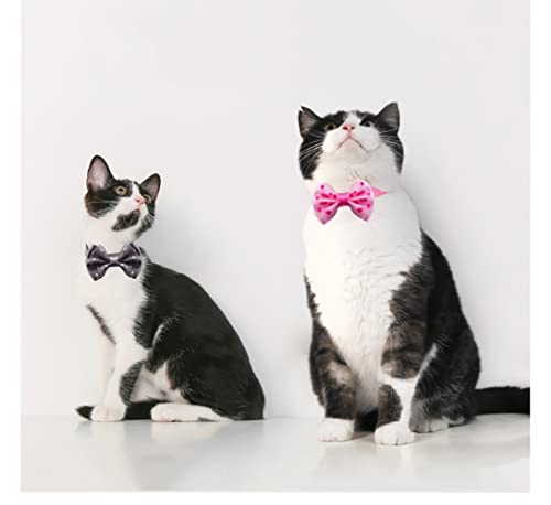 18Pcs Puppy Collars, Cat ID Collars with Bell Adjustable 19-32cm, Polka Dot Bow Soft Nylon Adjustable Breakaway Identification Collars for Puppy Kittens - color: Polka Dot Bow, size: Unbreakaway