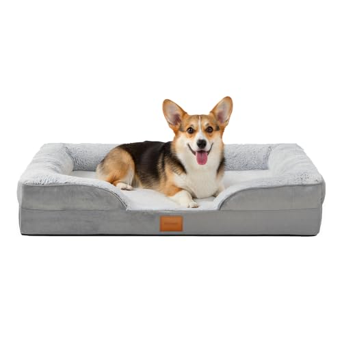 Orthopedic Memory Foam Medium Dog Bed,Waterproof Small Pet Beds,Washable Removable Cover Dog Couch,Support for Joint Pain.(Grey, Medium) - size: Medium