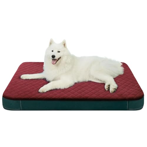 Large Dog Bed, Orthopedic Foam Big Dog Bed Mattress, 40 Inches Joint Relief Pet Sleeping Beds, Non Slip Bottom with Removable Washable Cover, Wine Red - color: Wine Red, size: 40.0"L x 35.0"W x 3.5"Th